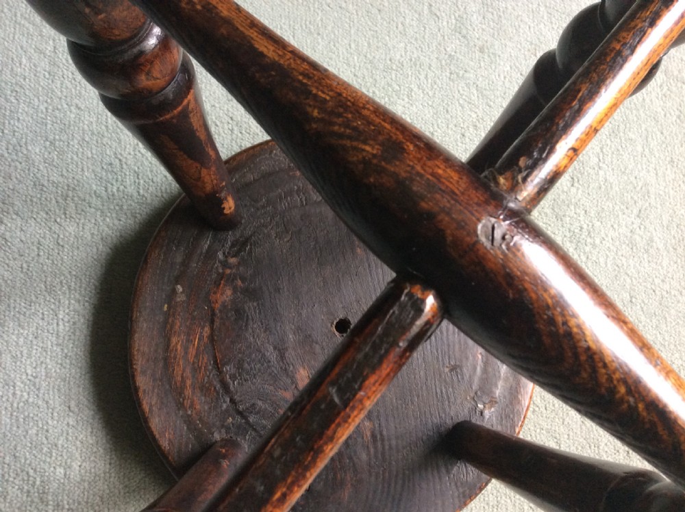 19thC Elm kitchen stool View VIII