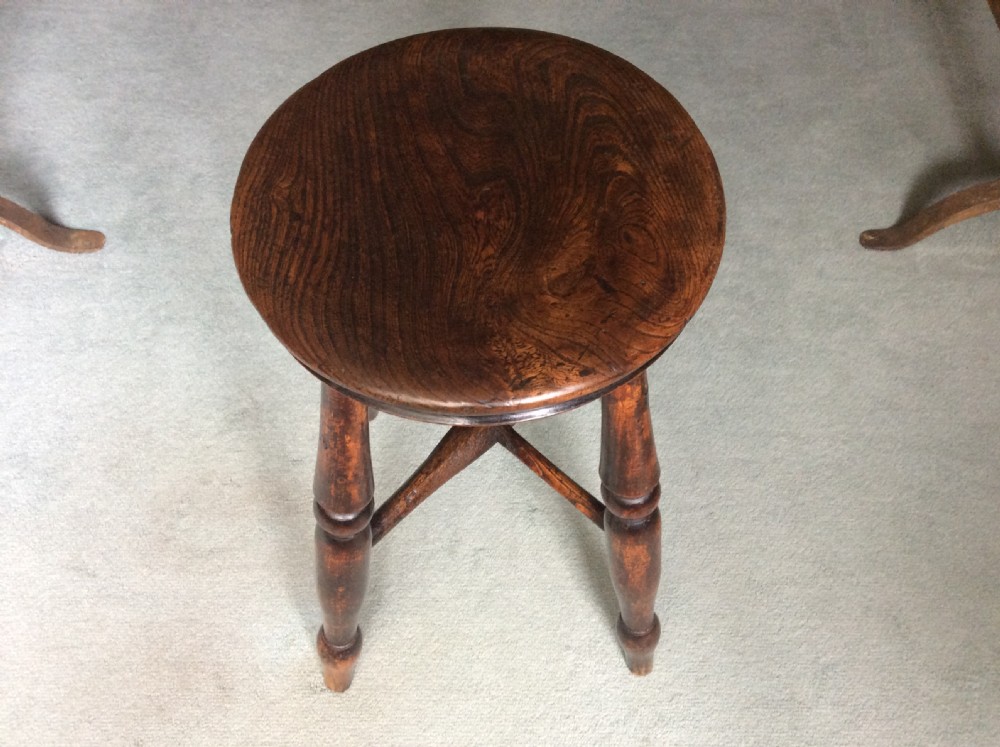 19thC Elm kitchen stool View IX