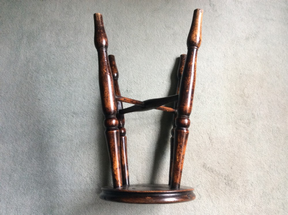 19thC Elm kitchen stool View XI