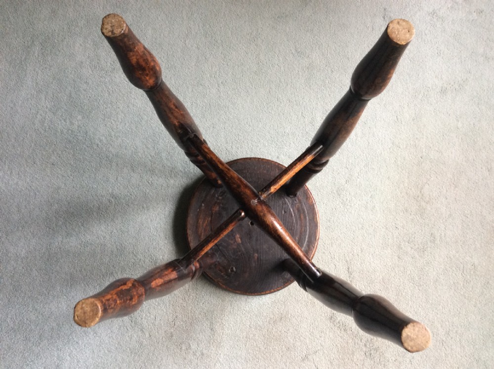 19thC Elm kitchen stool View XII