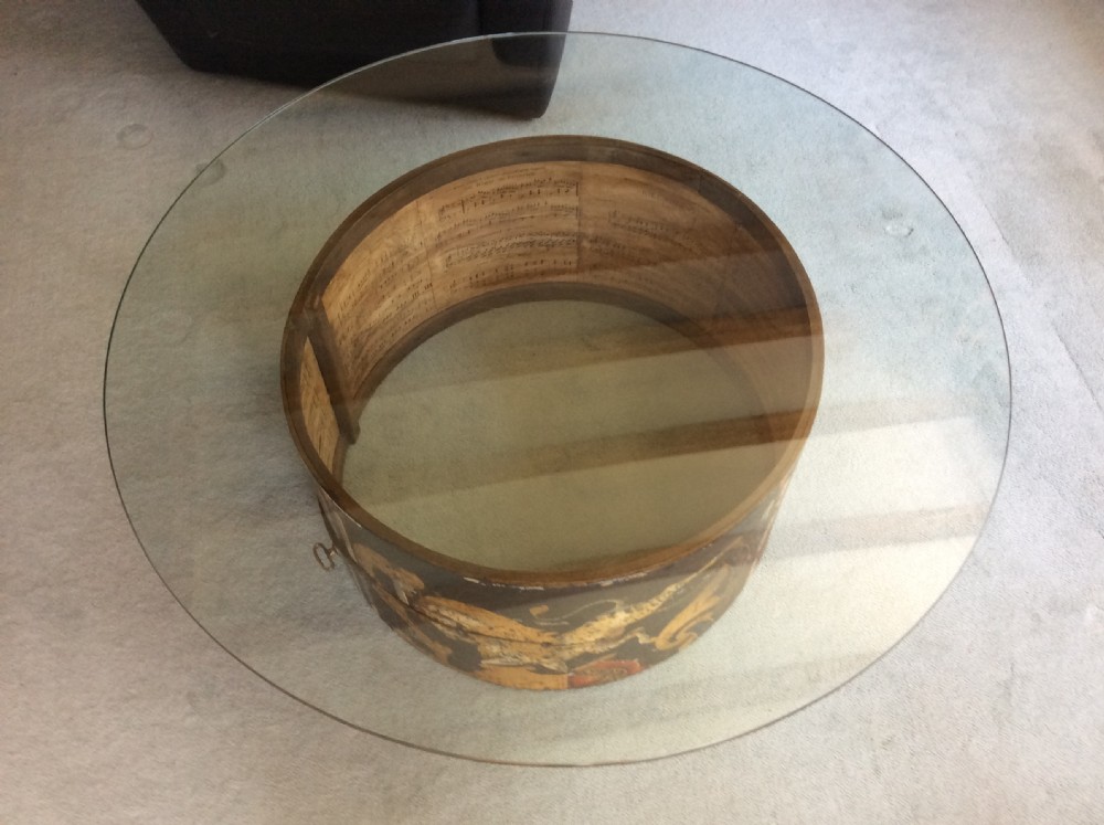 A 19thC decorative drum case coffee table View VI