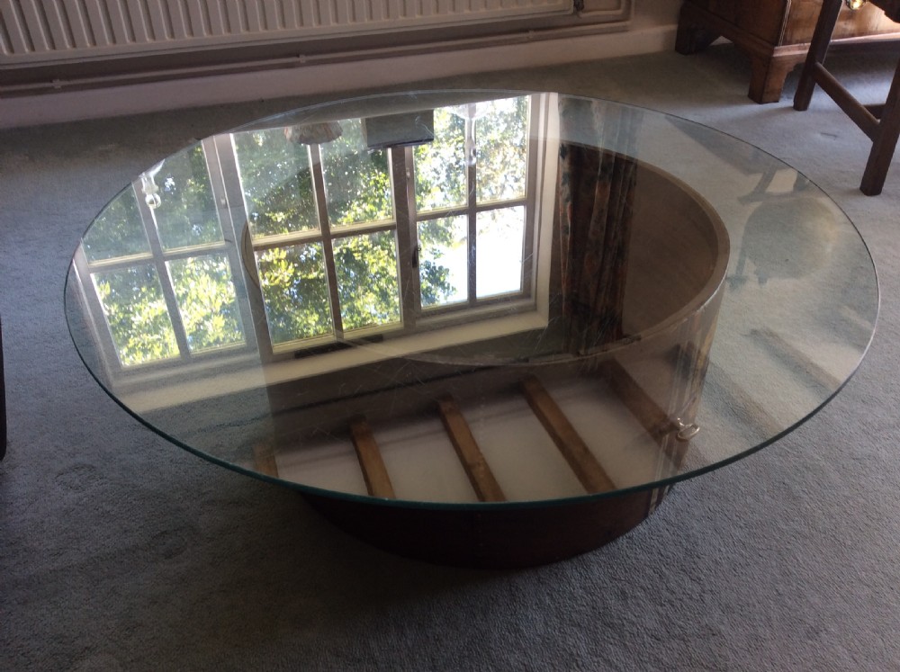 A 19thC decorative drum case coffee table View IX