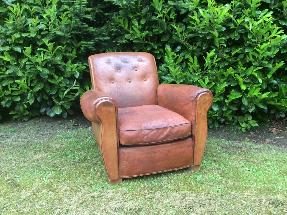 A French leather club chair