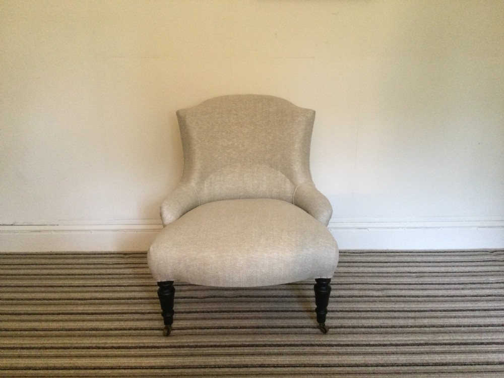 A 19thC French upholstered slipper side chair