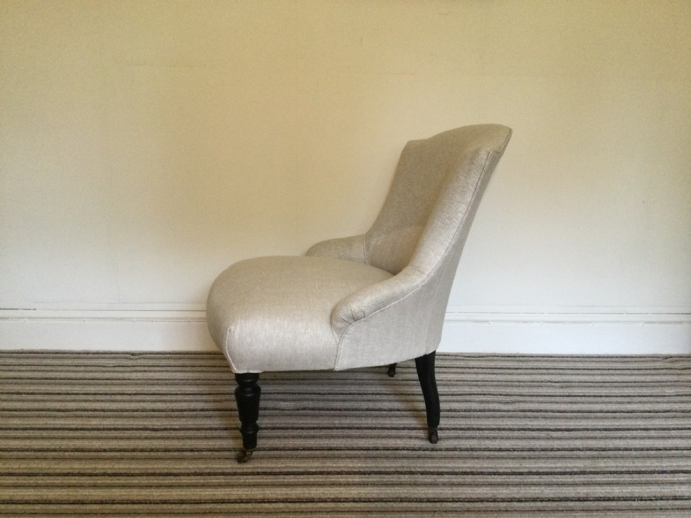 A 19thC French upholstered slipper side chair View II