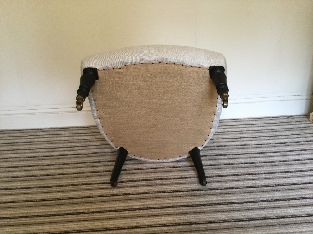 A 19thC French upholstered slipper side chair View VII