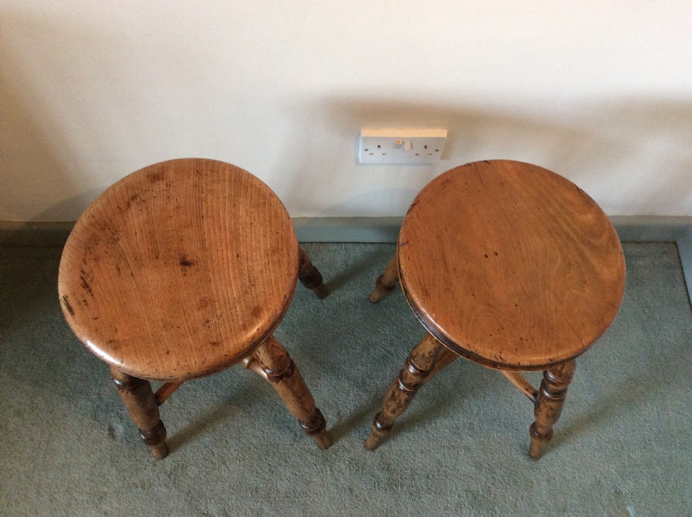 A pair of similar kitchen country stools View III
