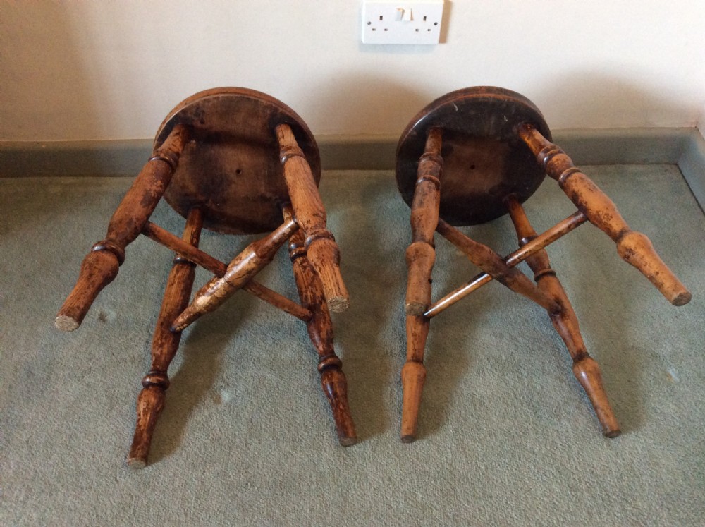 A pair of similar kitchen country stools View V