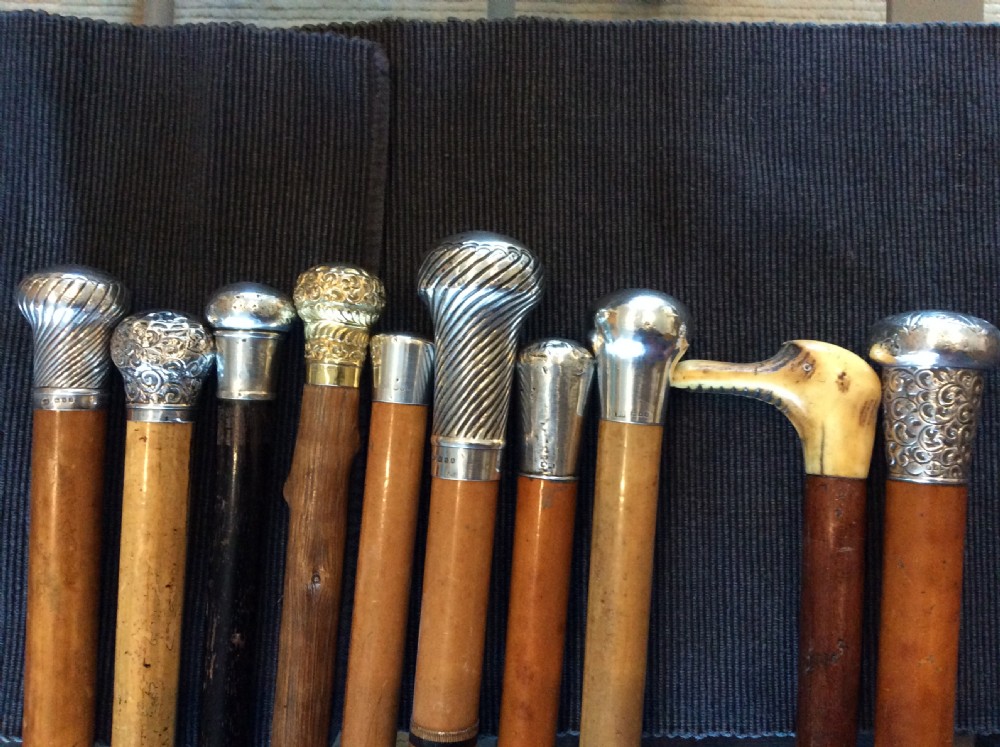 A collection of 10 walking sticks and canes View II