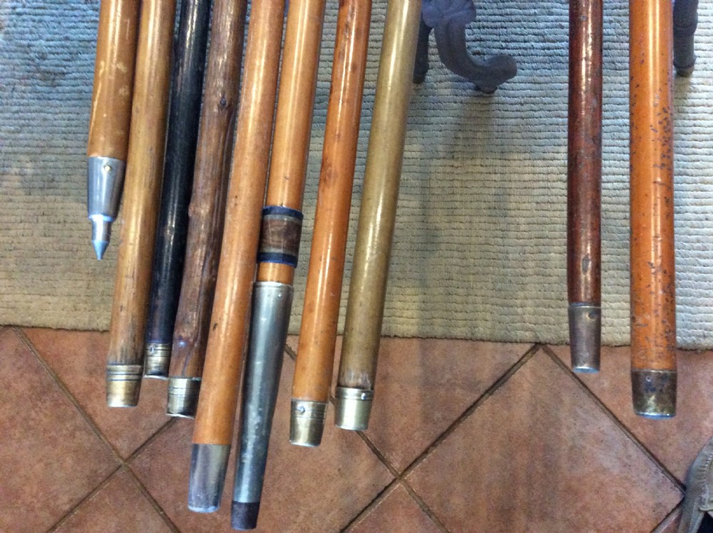 A collection of 10 walking sticks and canes View VI