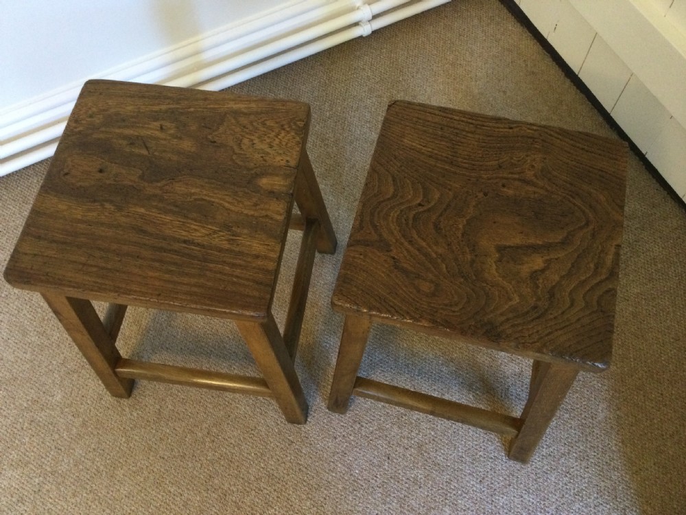 A pair of  elm topped stools View IV