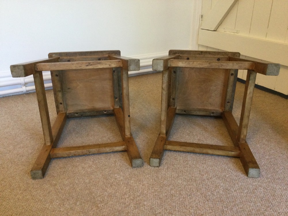 A pair of  elm topped stools View VII