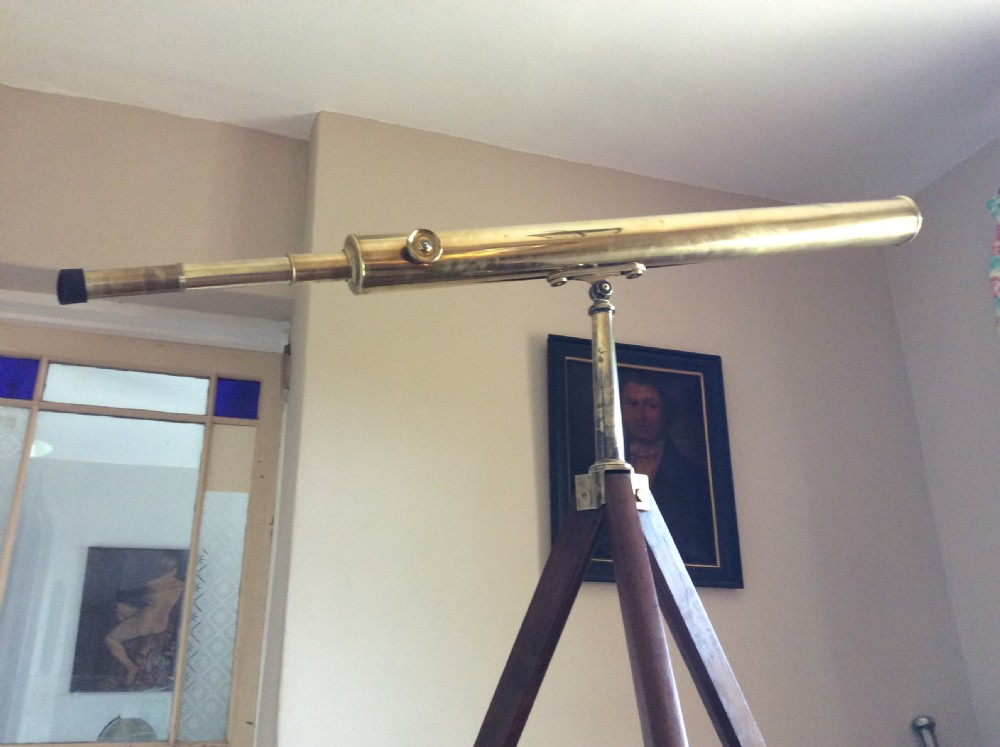 A large brass observation telescope View X