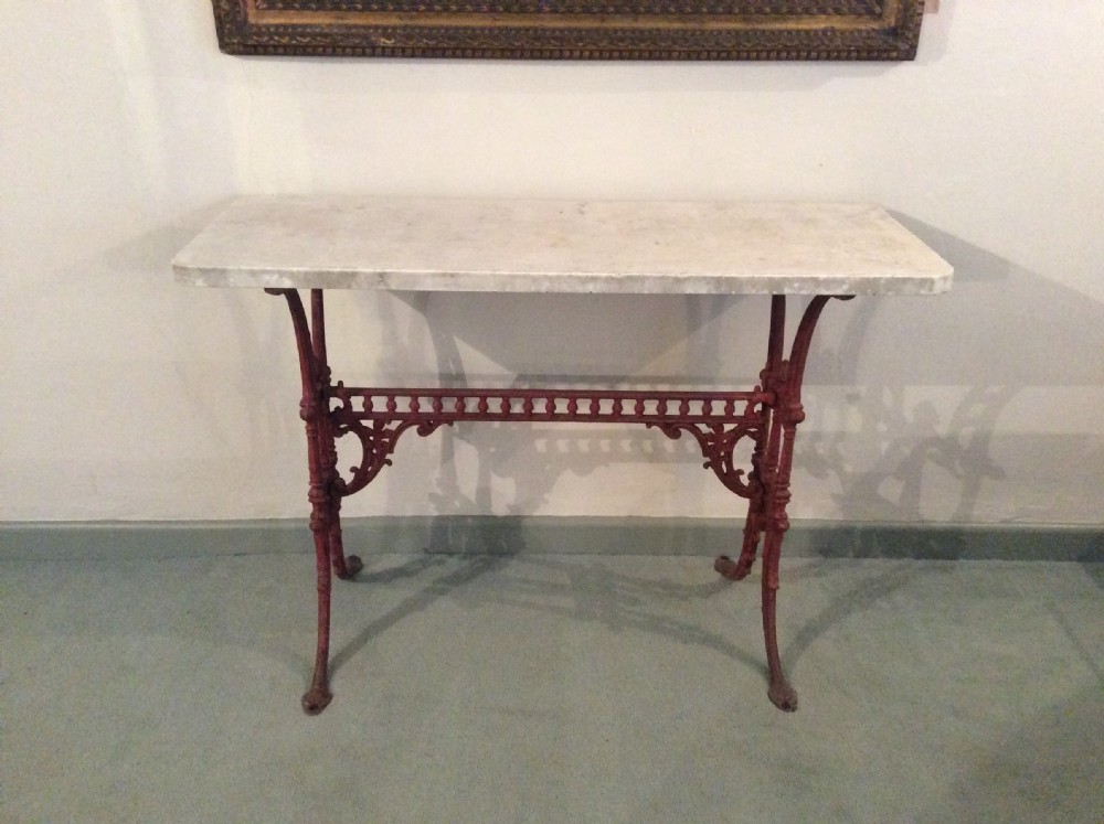 A cast iron and marble console hall table View II