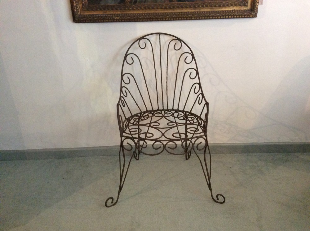 A 19thC wirework garden chair
