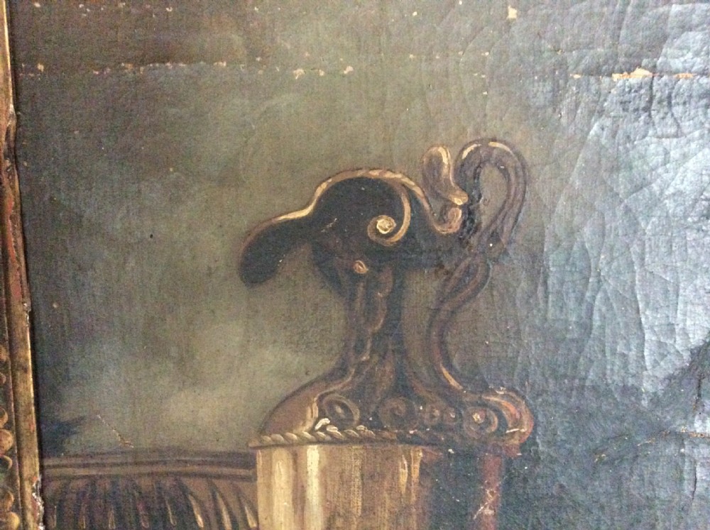 A large antique oil painting of a religious scene View V