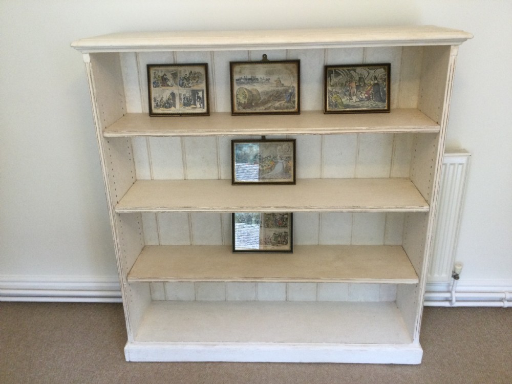 An English painted pine bookcase View VIII