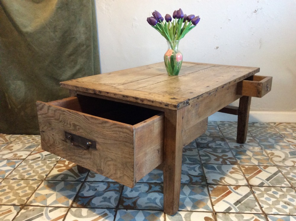 A French elm topped coffee table View II