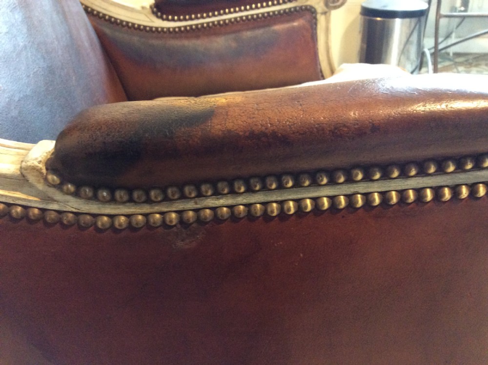 A French leather and painted library chair View XIII
