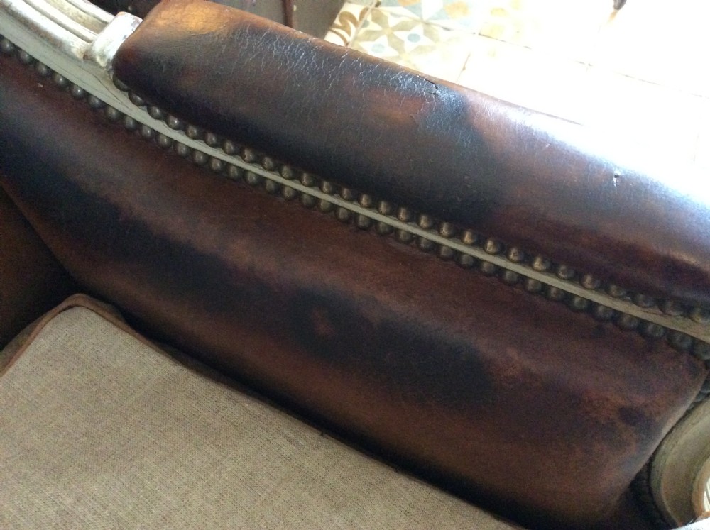 A French leather and painted library chair View XIV