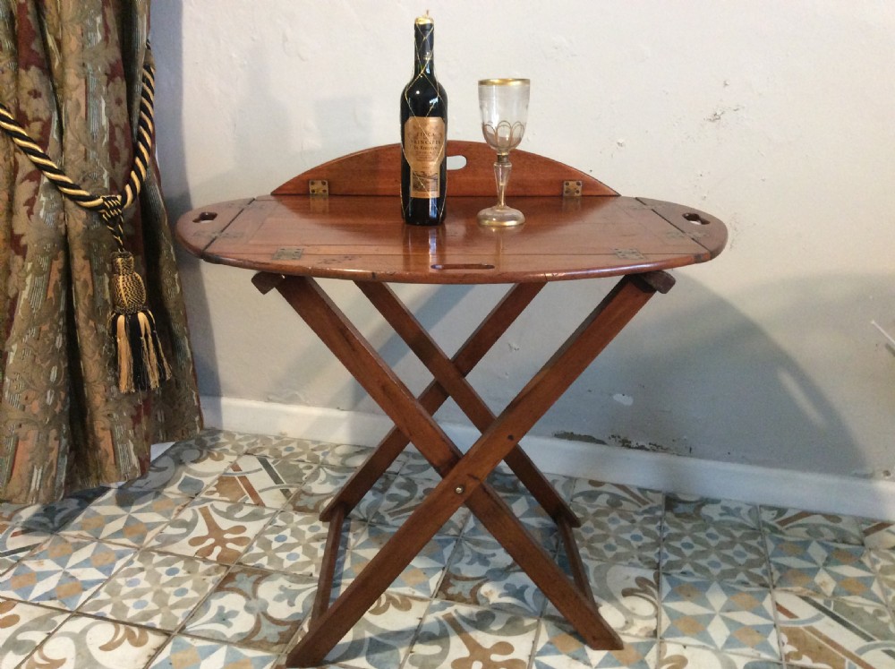 A 19thC oval butlers tray on stand View II
