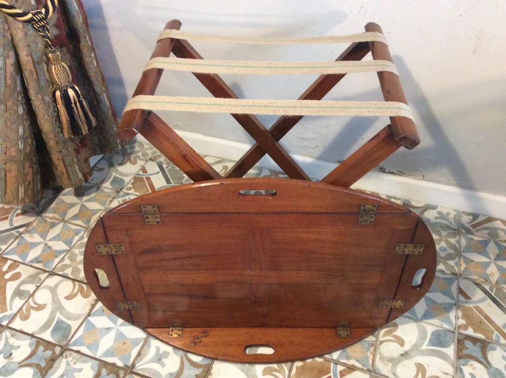 A 19thC oval butlers tray on stand View IX