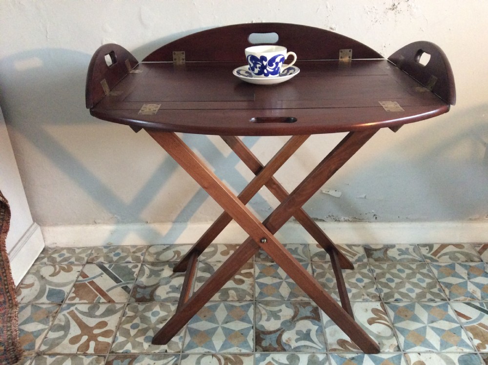 A late Georgian oval butlers tray on stand View II