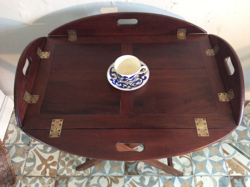 A late Georgian oval butlers tray on stand View III