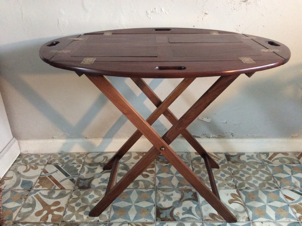 A late Georgian oval butlers tray on stand View V