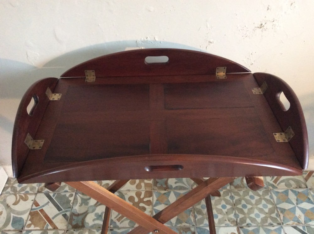 A late Georgian oval butlers tray on stand View XI