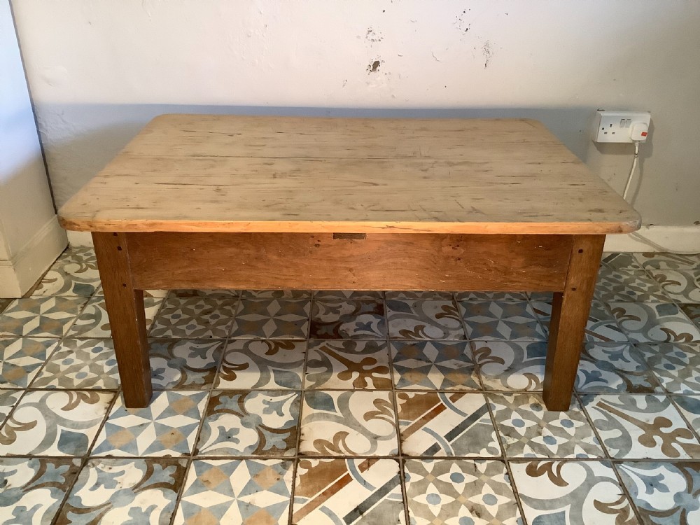 A rustic French coffee table