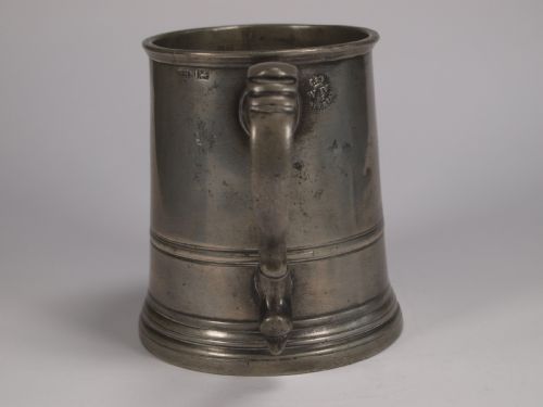 ANTIQUE ENGLISH PEWTER 1 PINT MEASURE BY J H MORTIMER OF EXETER DIED 1836 - ADDITIONAL PHOTO 3