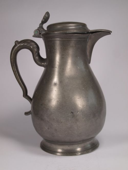 antique flemish pewter spouted flagon good brussels marks large display item - CATEGORY: ANTIQUE JUGS - DATED 18TH CENTURY