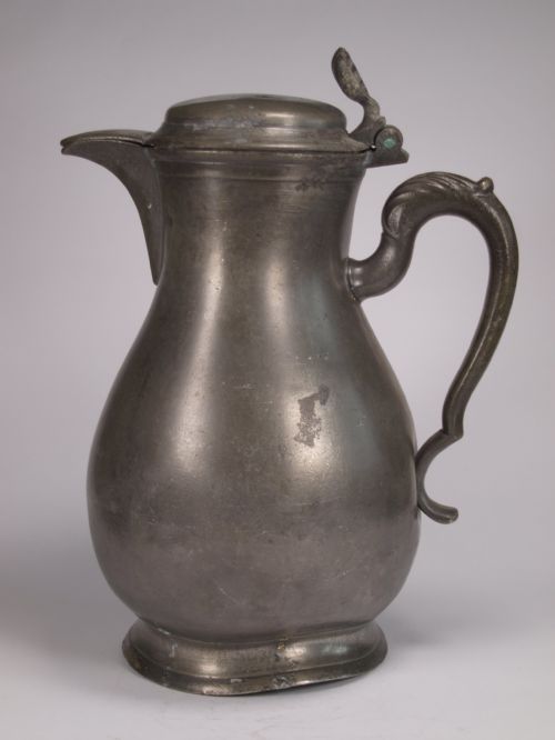 ANTIQUE FLEMISH PEWTER SPOUTED FLAGON GOOD BRUSSELS MARKS LARGE DISPLAY ITEM - ADDITIONAL PHOTO 2