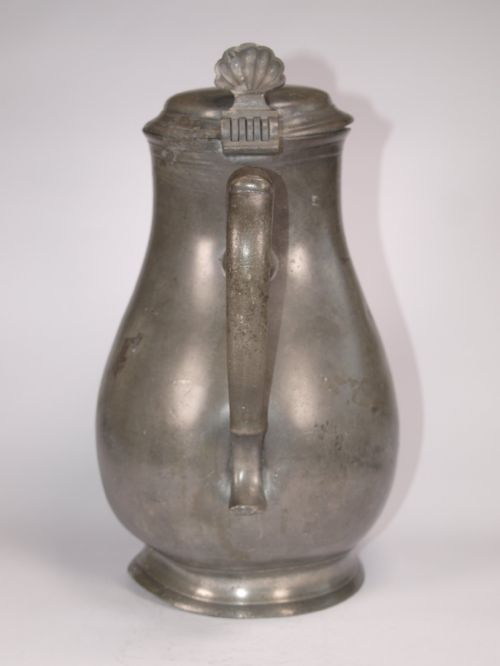 ANTIQUE FLEMISH PEWTER SPOUTED FLAGON GOOD BRUSSELS MARKS LARGE DISPLAY ITEM - ADDITIONAL PHOTO 3