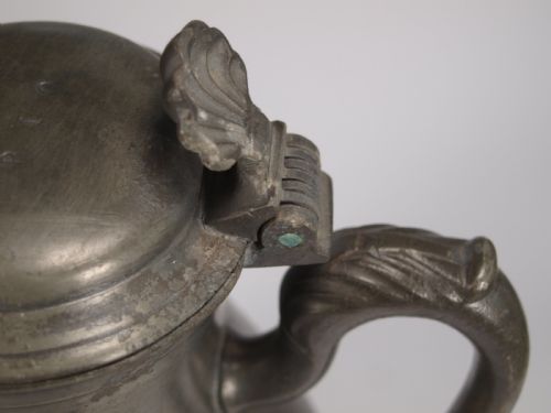 ANTIQUE FLEMISH PEWTER SPOUTED FLAGON GOOD BRUSSELS MARKS LARGE DISPLAY ITEM - ADDITIONAL PHOTO 7