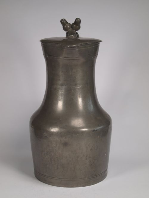 ANTIQUE FRENCH PEWTER NORMANDY FLAGON OF LARGE SIZE CIRCA 1800 - ADDITIONAL PHOTO 1