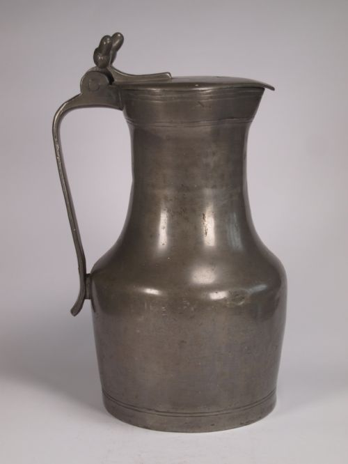 ANTIQUE FRENCH PEWTER NORMANDY FLAGON OF LARGE SIZE CIRCA 1800 - ADDITIONAL PHOTO 2