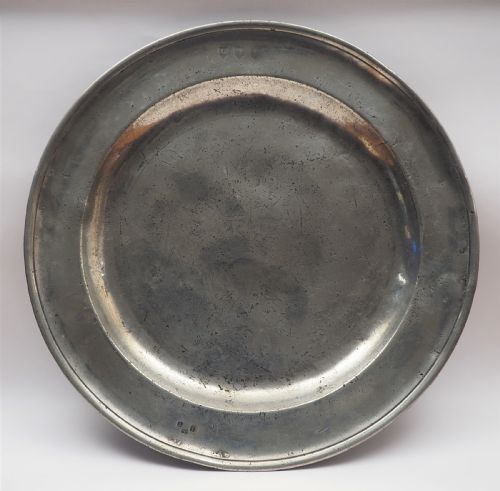 antique english pewter 15in dish by john shorey i 16831722 - CATEGORY: ANTIQUE METAL - DATED 1700