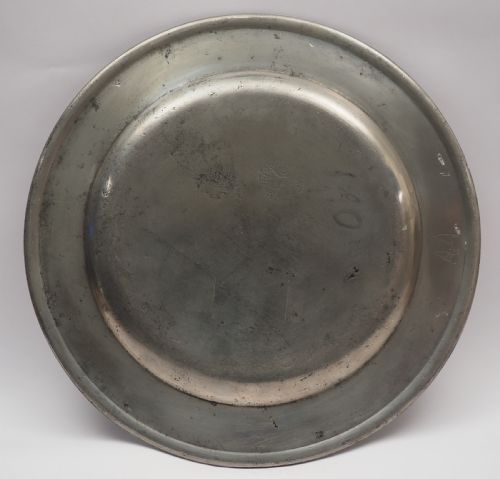 ANTIQUE ENGLISH PEWTER 9IN PLAIN RIM PLATE BY JOHN WILLIAMS FALMOUTH 17371761 - ADDITIONAL PHOTO 1