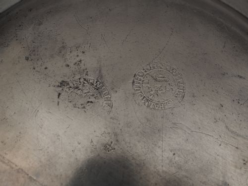 ANTIQUE ENGLISH PEWTER 9IN PLAIN RIM PLATE BY JOHN WILLIAMS FALMOUTH 17371761 - ADDITIONAL PHOTO 2