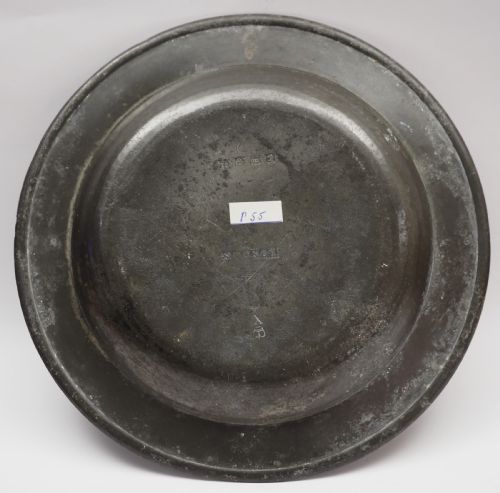 ANTIQUE ENGLISH PEWTER 9IN PLAIN RIM DEEP PLATE BY YATES BIRCH SPOONER 18281839 - ADDITIONAL PHOTO 1