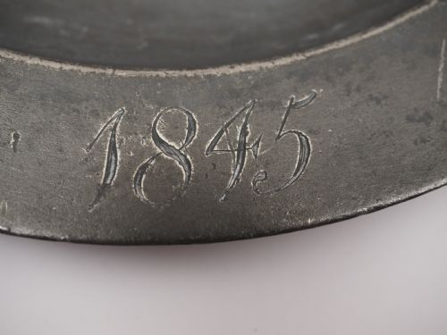 ANTIQUE ENGLISH PEWTER 9IN PLAIN RIM DEEP PLATE BY YATES BIRCH SPOONER 18281839 - ADDITIONAL PHOTO 3