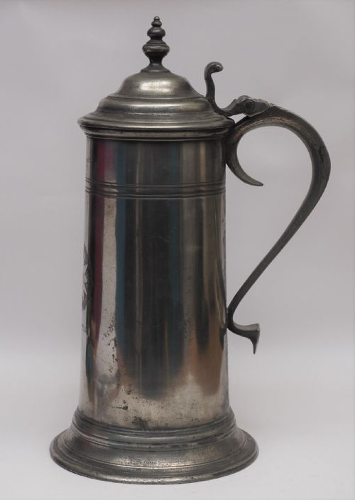 antique english pewter spire flagon by john newham dated 1726 - CATEGORY: ANTIQUE METAL - DATED 18TH CENTURY