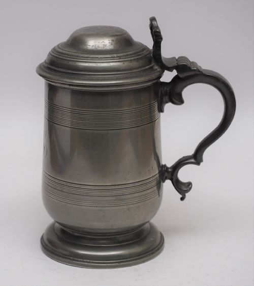 antique english pewter 1 pint lidded tankard circa 180020 - CATEGORY: ANTIQUE METAL - DATED 1800