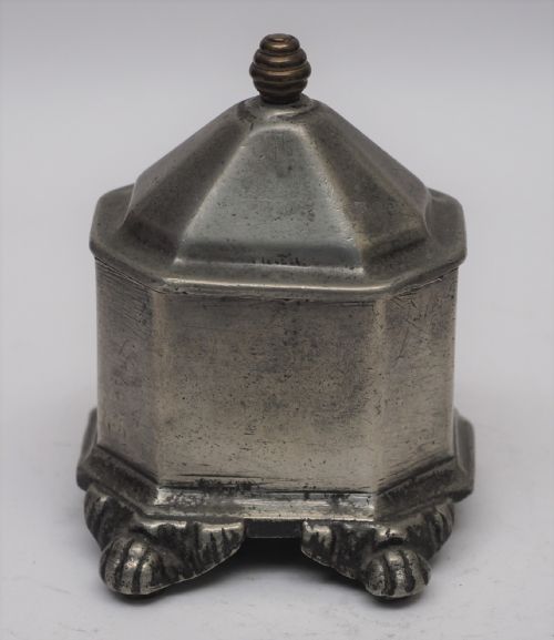 antique english pewter octagonal tobacco jar circa 1780 - CATEGORY: ANTIQUE METAL - DATED 18TH CENTURY