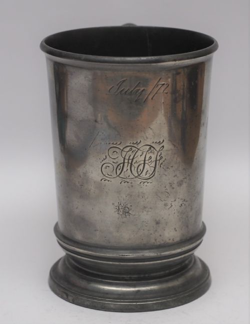 ANTIQUE ENGLISH PEWTER 1 PINT MEASURE JAMES GRIMES OF LONDON 1851 1883 - ADDITIONAL PHOTO 1