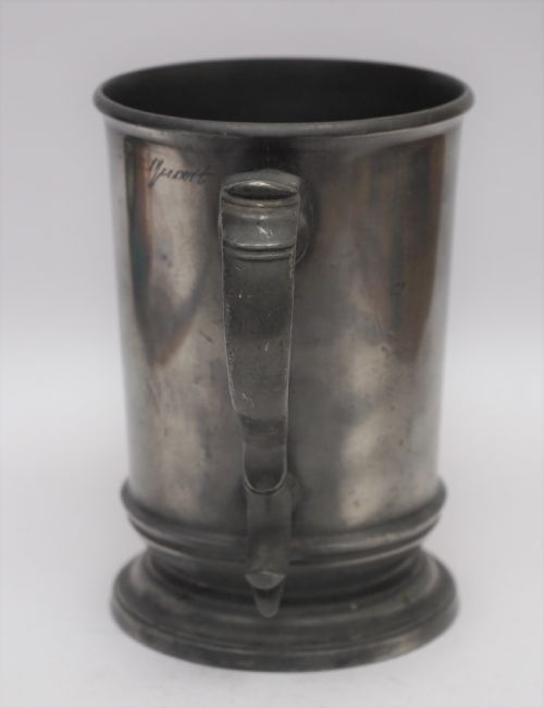 ANTIQUE ENGLISH PEWTER 1 PINT MEASURE JAMES GRIMES OF LONDON 1851 1883 - ADDITIONAL PHOTO 2