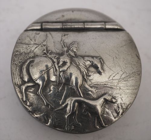 english pewter pocket snuff or tobacco box james dixon circa 1930 - CATEGORY: ANTIQUE METAL - DATED 1930