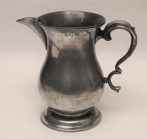 antique scottish pewter 1 quart spouted measure r galbraith 182972 - CATEGORY: ANTIQUE METAL - DATED 1850